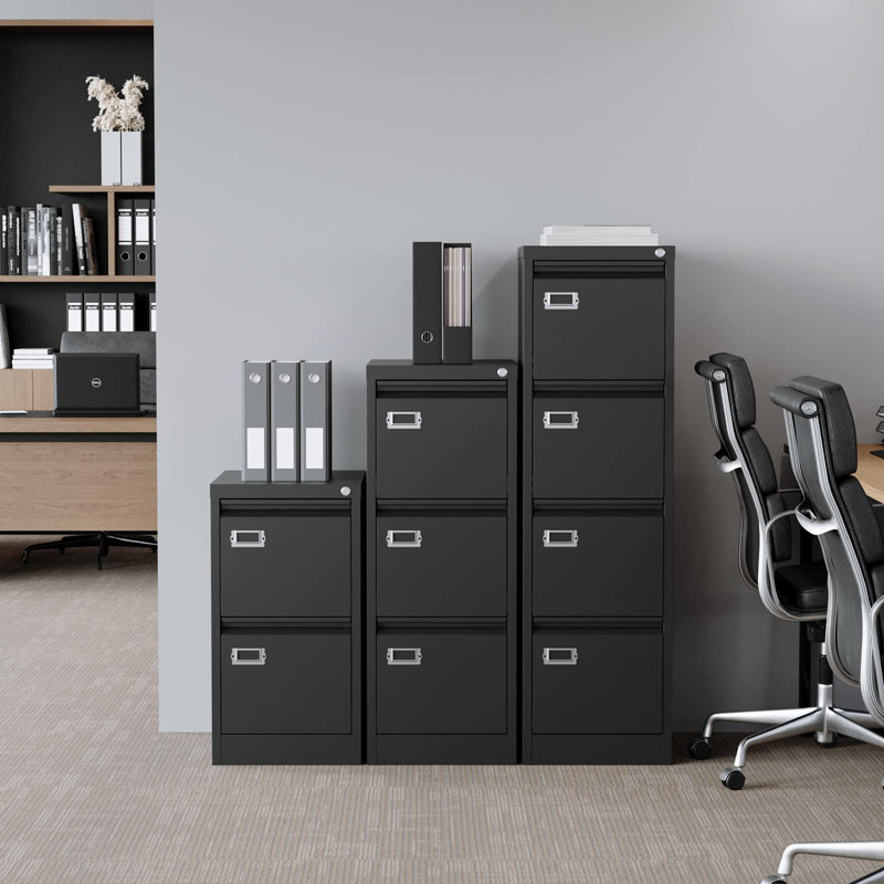 15.1'' Wide 2 -Drawer Steel File Cabinet, Black