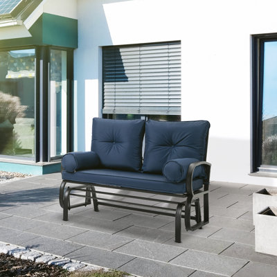 Outdoor Glider Metal Bench with Cushions by Red Barrel Studio