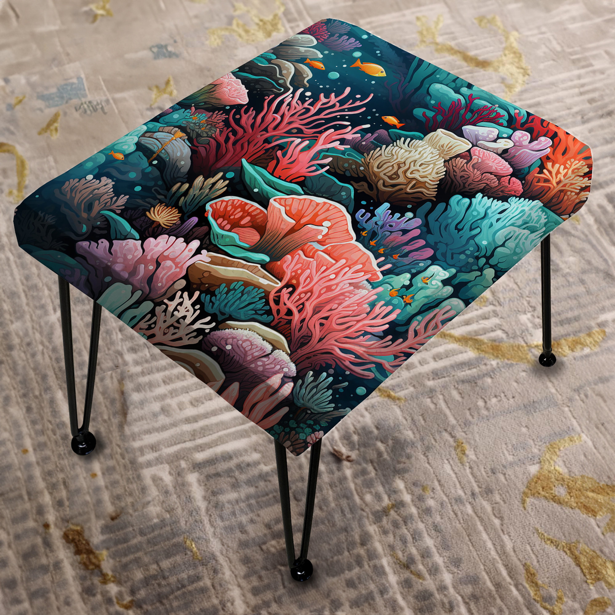 Tropical Patterns. Rectangular Design Art Coral Reef Tropical Pattern - Tropical Rectangle Ottoman ...