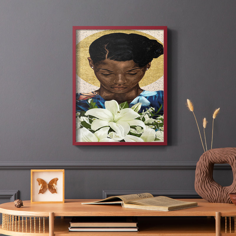 Meditation II Framed Print - Solid Wood, Red, 10" H x 8" W