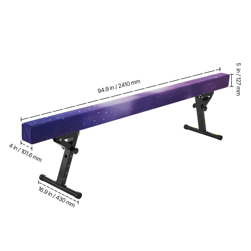 Poutre réglable Balane pour enfants, poutre de gymnastique de 8 pi, poutres de plancher hautes et basses de 5 hauteurs réglables pour tous les niveaux de gymnastique, équipement de gymnastique professionnel pour la maison et le centre de gymnastique, Galaxy