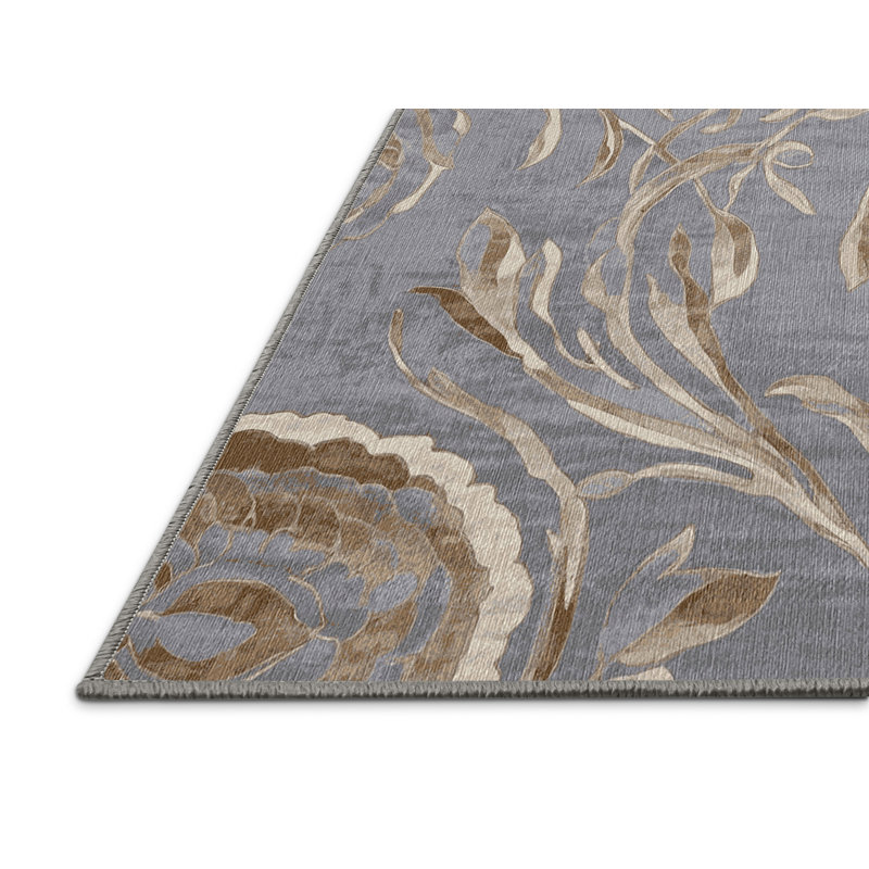 Machine Washable Gray Area Rug, Runner 2' x 5'