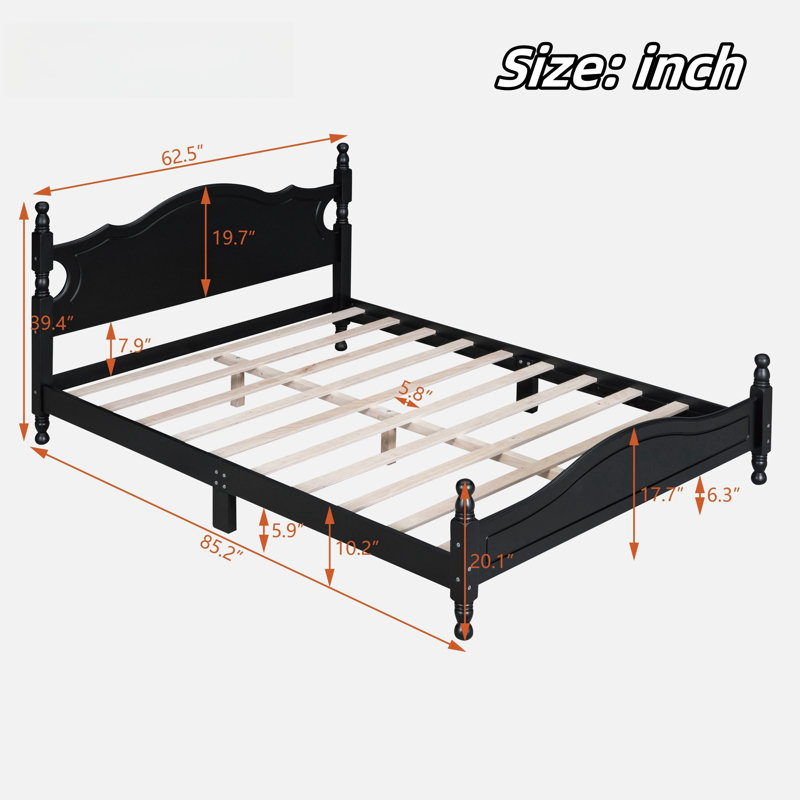 Lit plateforme Desirree, Grand, Noir