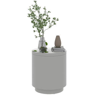 2.6 Gal Outdoor Cooler Side Table, 3-In-1 Cool Bar Table with Storage, Removable Ice Bucket and Lid, Concrete Small Patio Table for Party, Poolside, Deck, Light Gray