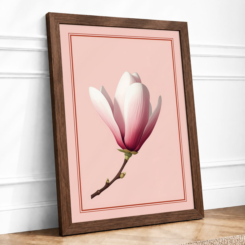 Magnolia Blossom Botanical - Print, A2 - 59.4 x 42.0 cm, Walnut