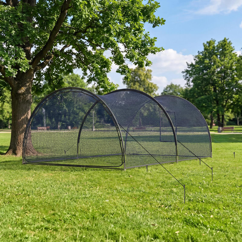 Cage portative de baseball portative, filet fermé 22 x 12 x 8 pi / 30 x 12 x 8 pi pour la pratique du baseball, noir / blanc / bleu