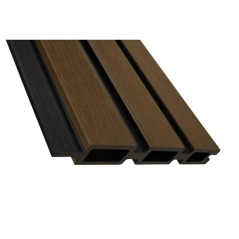 Panneaux de lattes d'extérieur en composite 67 po x l 0,7 po x P 0,75 po, Teck noir