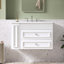 Meuble-lavabo mural moderne de 30 pouces avec 2 tiroirs, lavabo simple en céramique à 3 trous, conception flottante peu encombrante-264452796