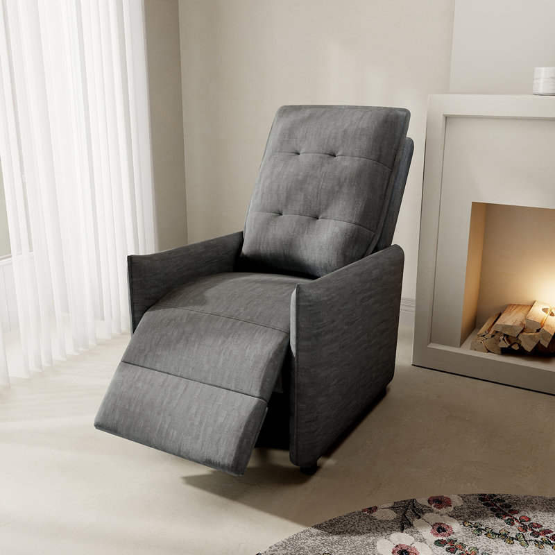 Chenille Fabric Recliner Chair for Adults - Manual Push Back Reclining Sofa with Sturdy Metal Frame, Overstuffed High-Density Foam, Adjustable Footrest for Living Room, Home Theater