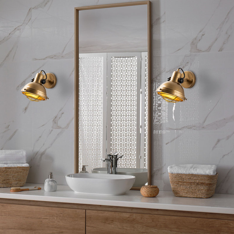 Gold Wall Lamp, Metal Body, 6.3 x 10.6 x 7.9 inches | Ø6.3 inches Cap, Ø3.9 inches Base Plate | Socket Type: 1 x E14 Max 40 W (Bulb Not Included) | Elegant Lighting for Home Décor, IP20 Rated
