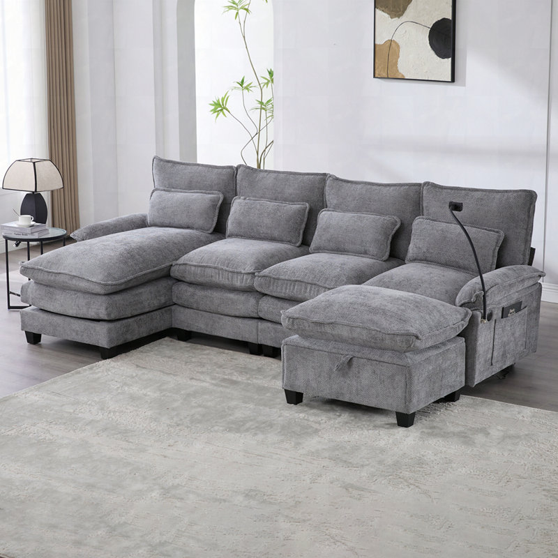 Canapés modulaires rembourrés et confortables, Gris clair