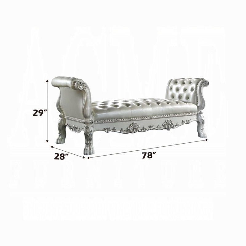 Banc en cuir synthétique Ardel, Blanc os, Blanc
