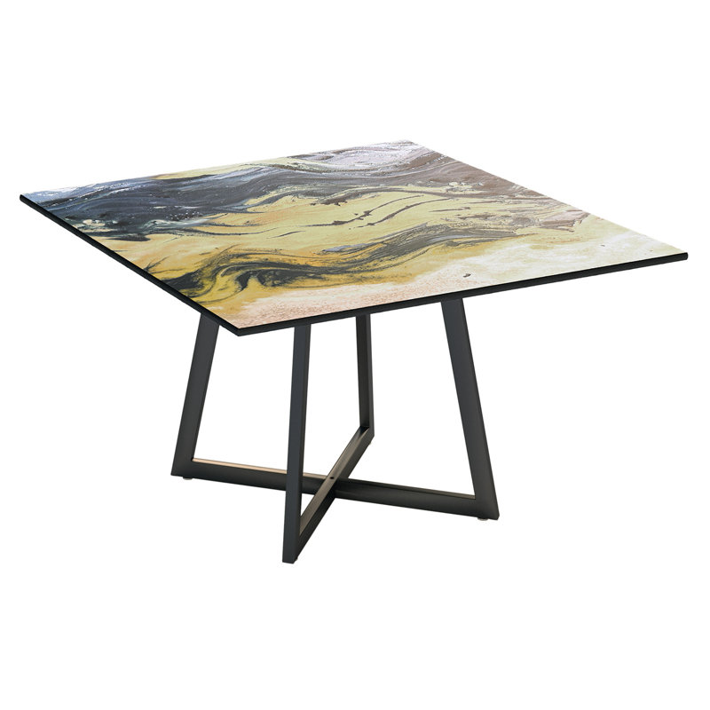 Etna Outdoor Square Dining Table, Yellow/Black