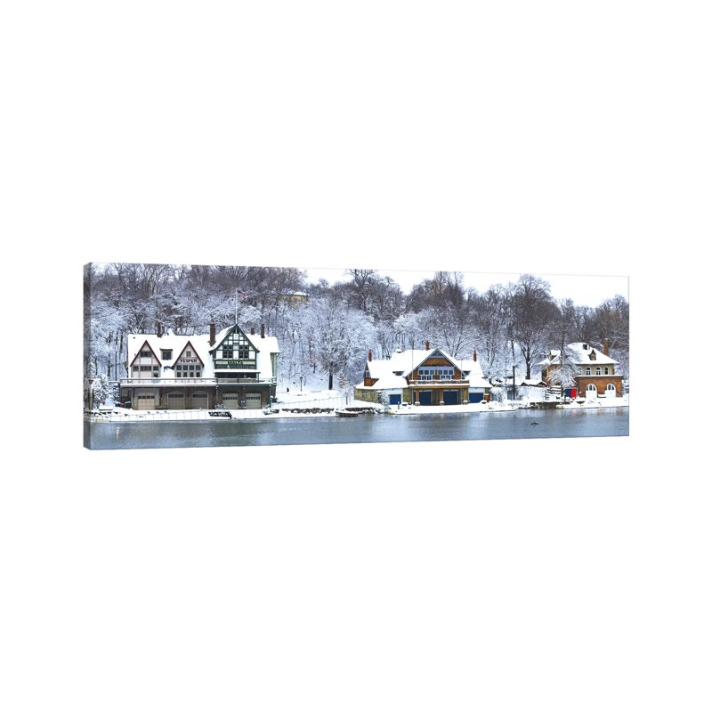 Boathouse Row At The Waterfront, Schuylkill River - Wrapped Canvas Panoramic Print, 30.48 cm H x 91.44 cm W x 1.91 cm D