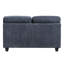 Bleu contemporain, tissu chenille doux, housses de coussin amovibles, pieds exposés avec sièges confortables à finition noire, 300 lb par siège