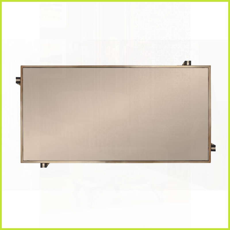 Champagne-teint miroir & amp; Table basse en faux marbre pour le salon, rangement élégant et peu encombrant