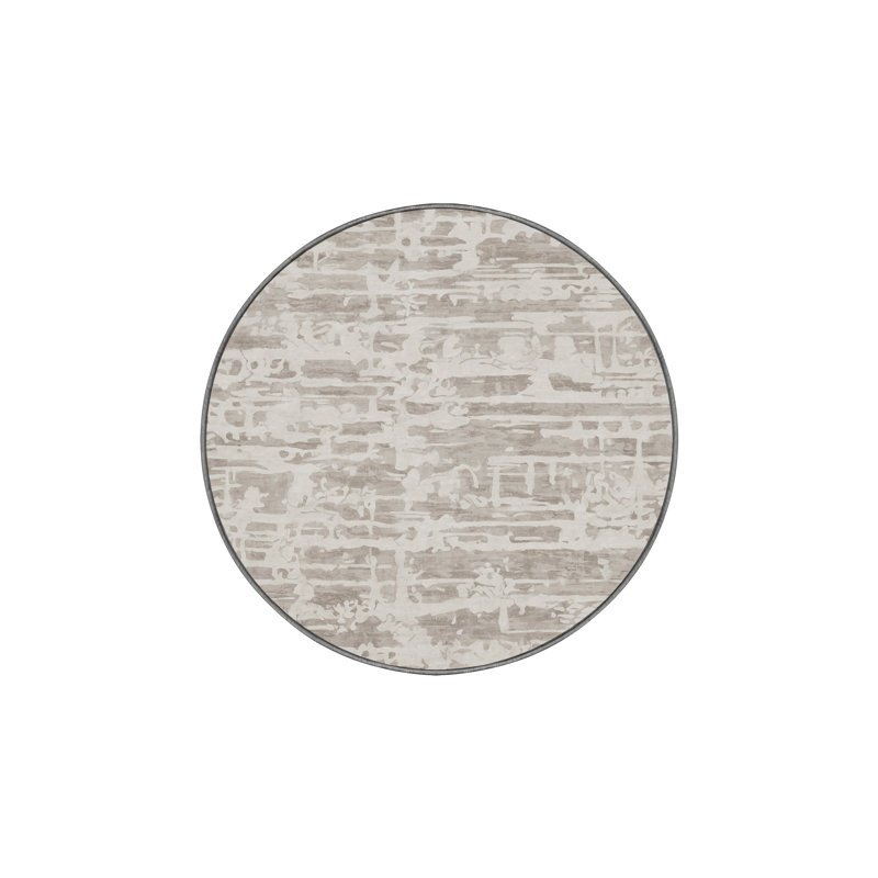 Machine Washable Gray Area Rug, Round 8'