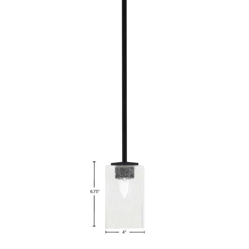 Mini-luminaire suspendu avec tige en verre Fausley, Transparent, Transparent, Noir mat