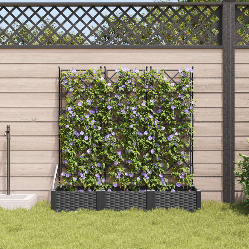Garden Planter Plastic Resin Planters, 125.5cm H x40cm W x 120cm D, Black