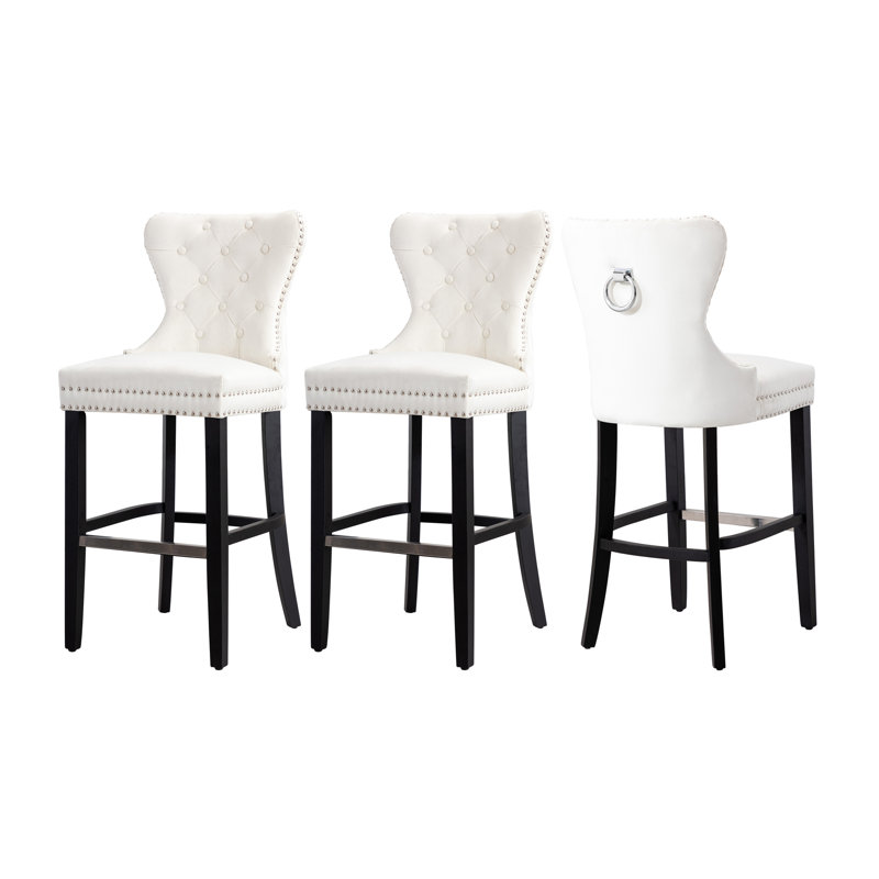 Tabouret de bar et de comptoir Kirsten, Blanc, Tabouret de bar (siège d'une hauteur de 29 po), Noir