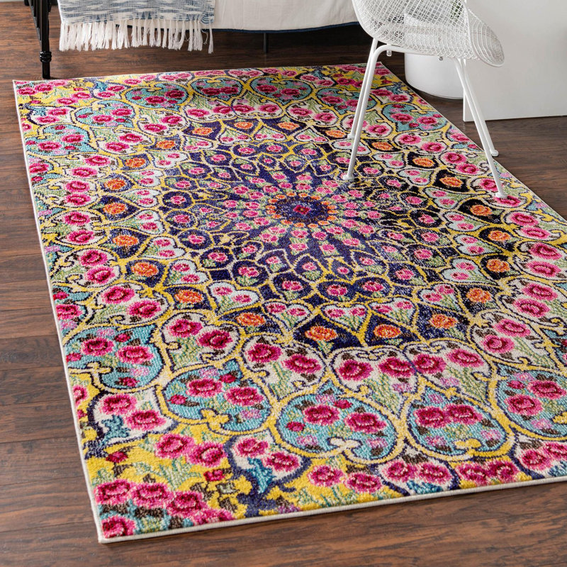 Dimonetta Washable Ikat Indoor Rug, Rectangle 5'1" x 8'