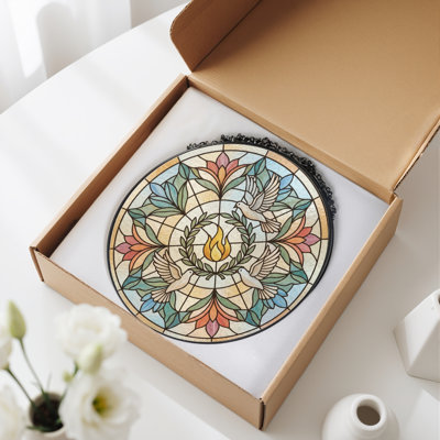 Stained Glass Stained Glass Window Panel，12"H