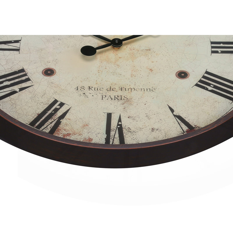 Clocks, 20" Round, Wall Clock, Antique Brown, Transitional