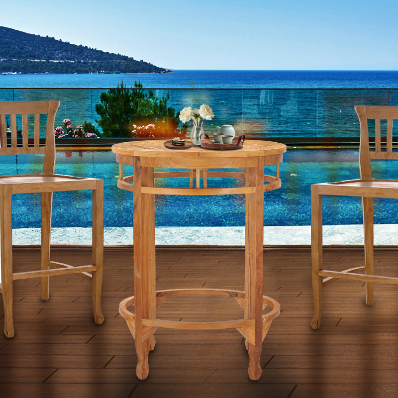 Table de bar en bois de teck massif Bauman, 38 po, H 43 po x L 37 po x l 37 po