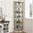 Lighted Corner Curio Cabinet - Elegant Glass Display Case for Living Room & Bar Storage - for Antique Collections & Wine - Includes Built-in Lighting - White-1108151481
