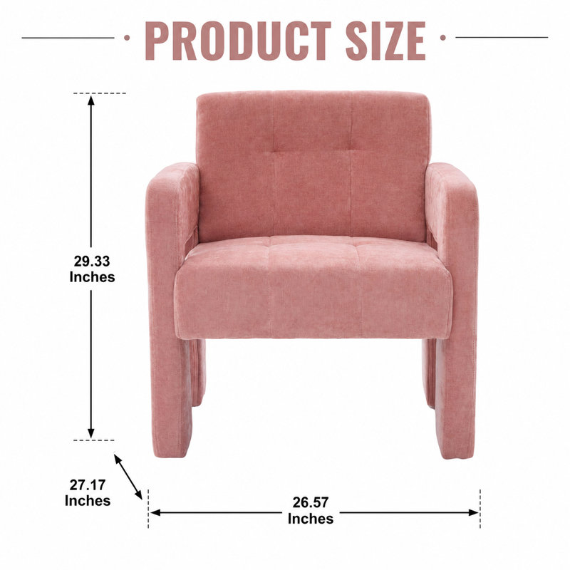 Fauteuil simple rembourré Modern Modern, Rose