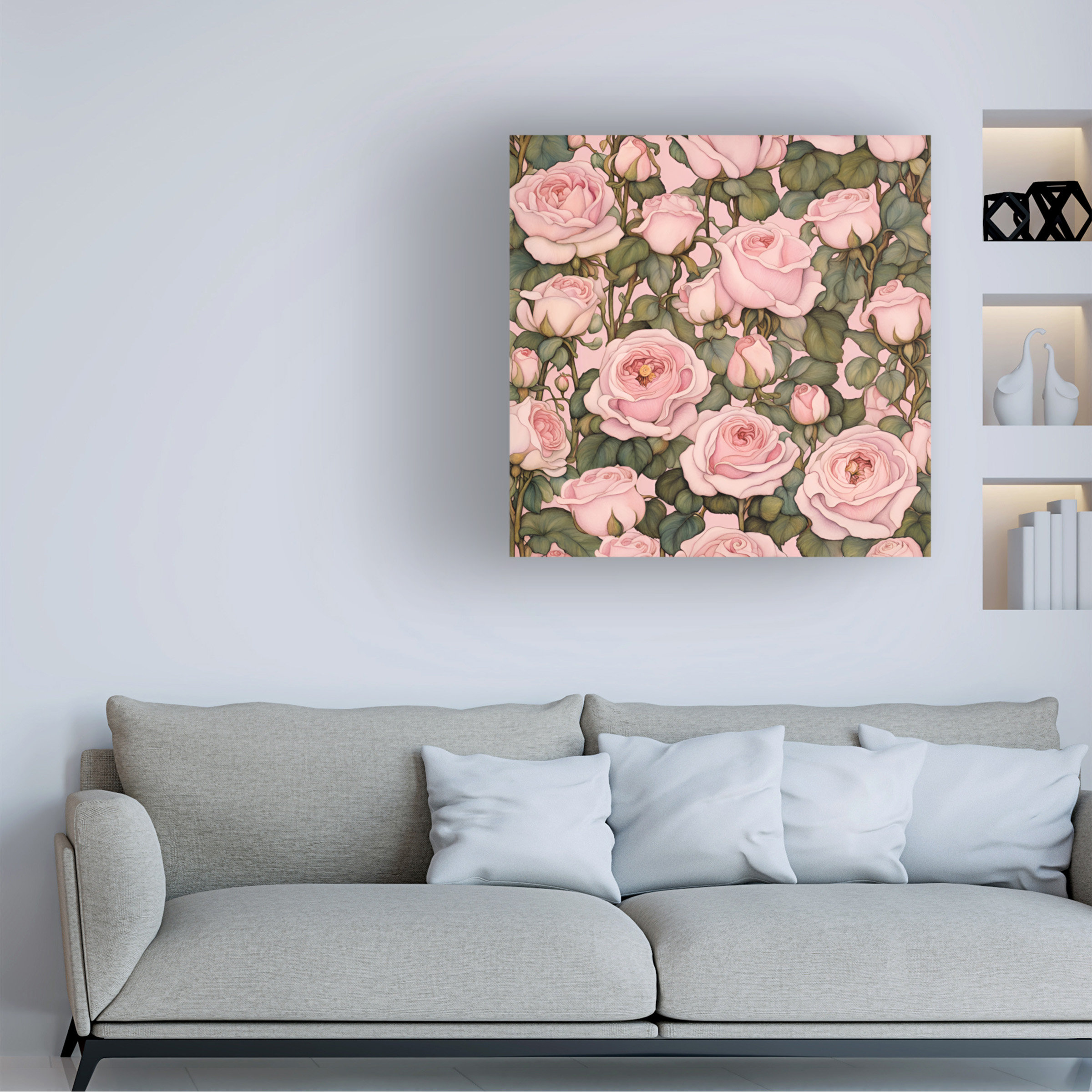Ebern Designs Tina Lavoie Katie's Pink Castilian Rose Garden Canvas Art ...