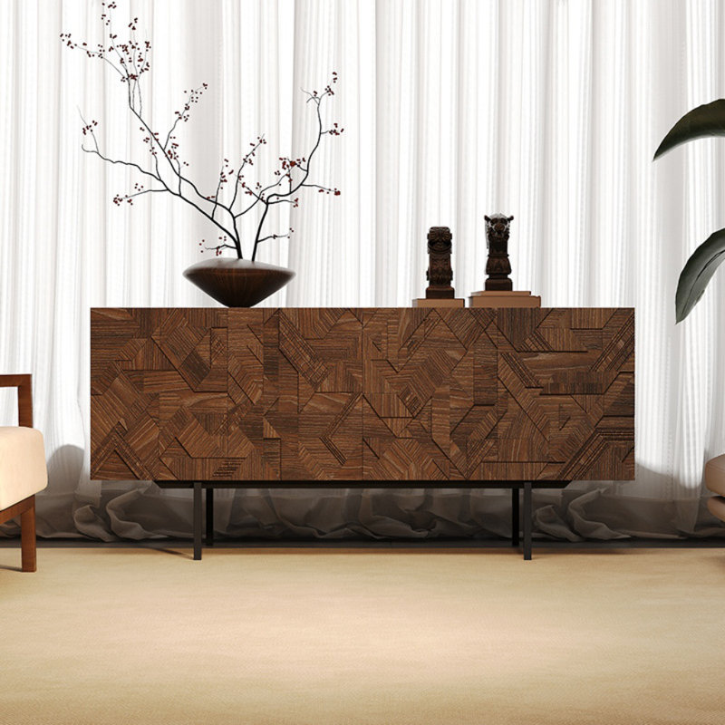 Buffet luxueux de style italien, H 31,5 po x l 62,99 po x P 15,75 po, Noyer