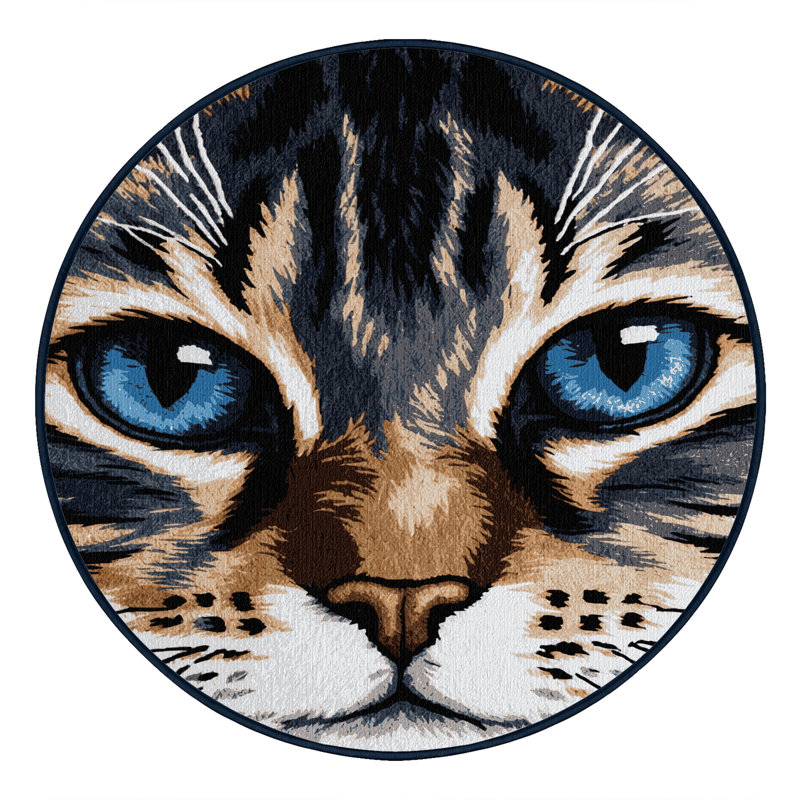  Tapis lavable Ojos Azules Cats, Rond 4 pi