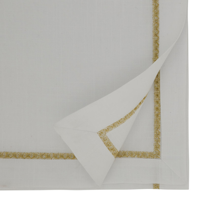 Aloway Mayer Metallic Embroidered Polyester Table Runner, Gold, 16" W x 72" L