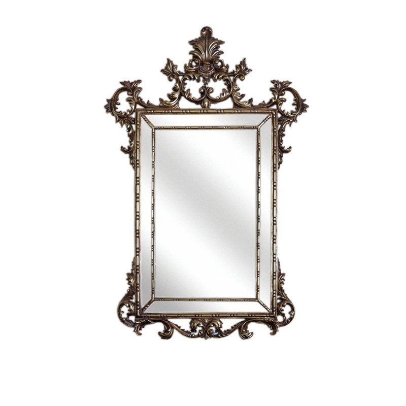 Rosia Solid And Engineered Wood Flat Mirror, Antique Silver, Solid and Engineered Wood