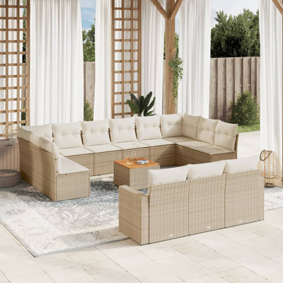 Ensemble de canapés de jardin Vidaxl, 14 pièces, beige, blanc crème