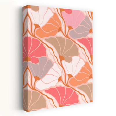 Warm Floral Pattern Abstract Modern Retro Flower Nature Wall Art Print