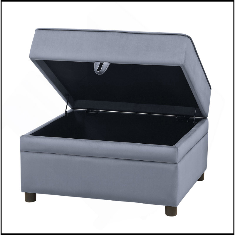 Élégant repose-pieds rectangulaire gris avec rangement pour une décoration polyvalente et élégante