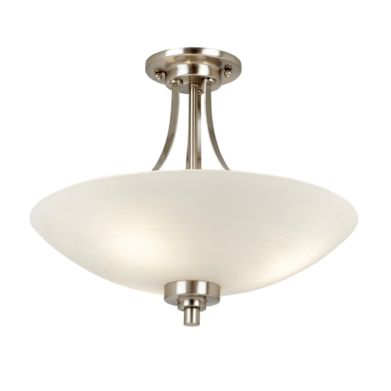 Miltiades Glass Semi Flush Mount, Satin Chrome