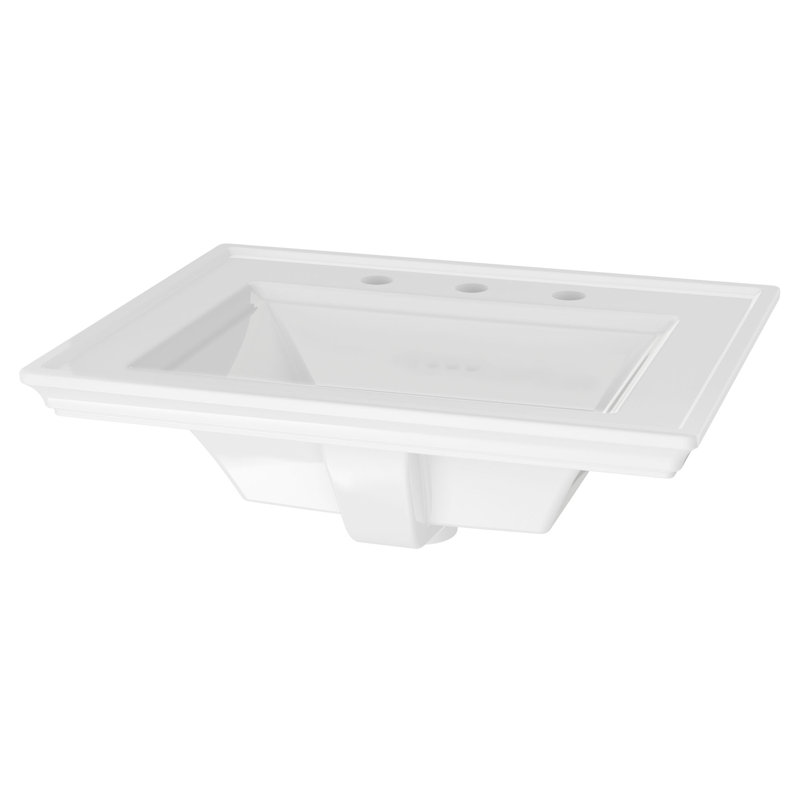 American Standard Town 19.06'' White Ceramic Rectangular Bathroom Sink with Overflow, 8" Centers