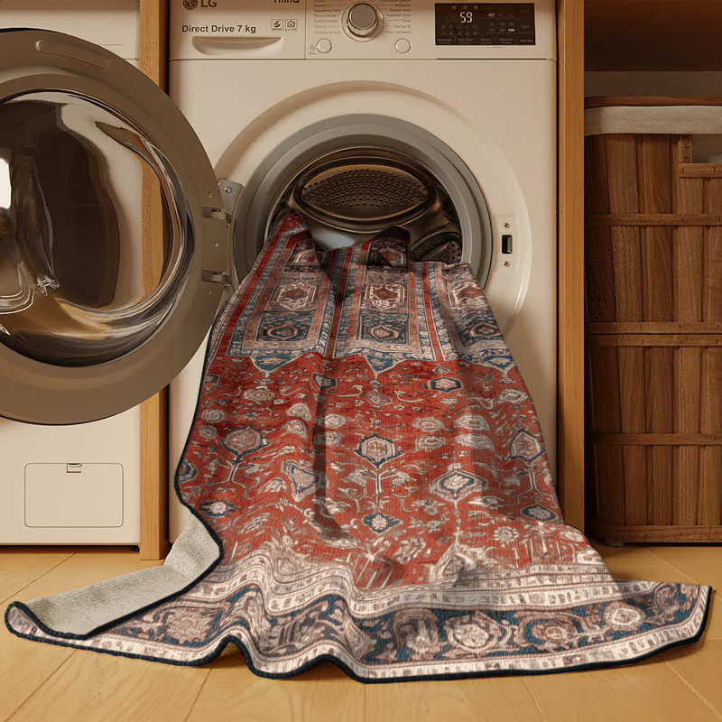 Tapis brun lavable à la machine, Rond 6 pi