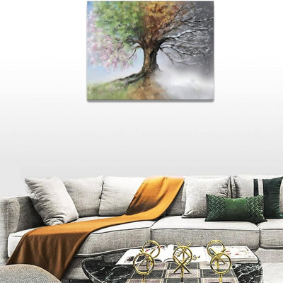 Four Seasons Tree Canvas Wall Art for Nature Home Decor, Multicolor, 12 "W × 16 " L