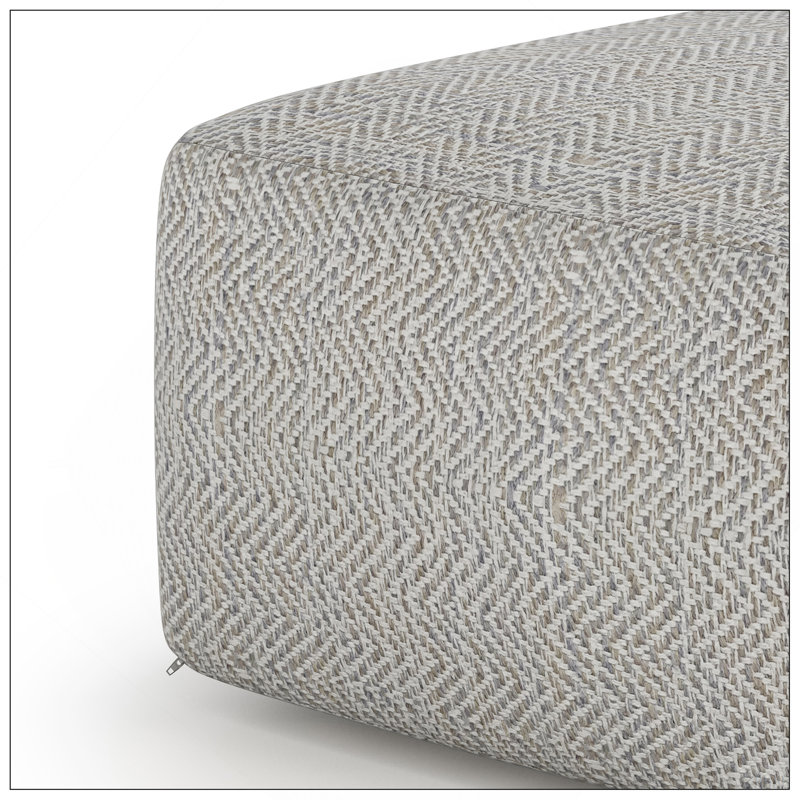 Nate - Square Pouf - Patterned Grey Melange