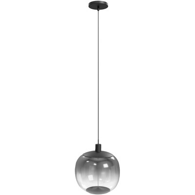 Monaco 14"h Led Pendant In Black/smoked Acrylic Globe