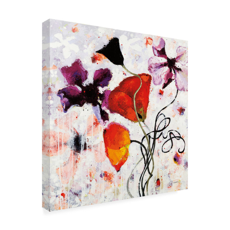 Œuvre d'art sur toile Coquelicot noir, H 14 po x l 14 po