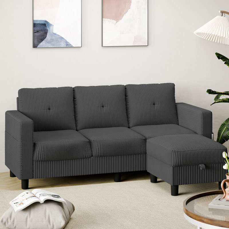  76.5" Upholstered Sofa Couch, Dark Grey
