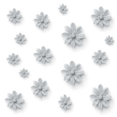 Grey Floral Pattern Bath Mat