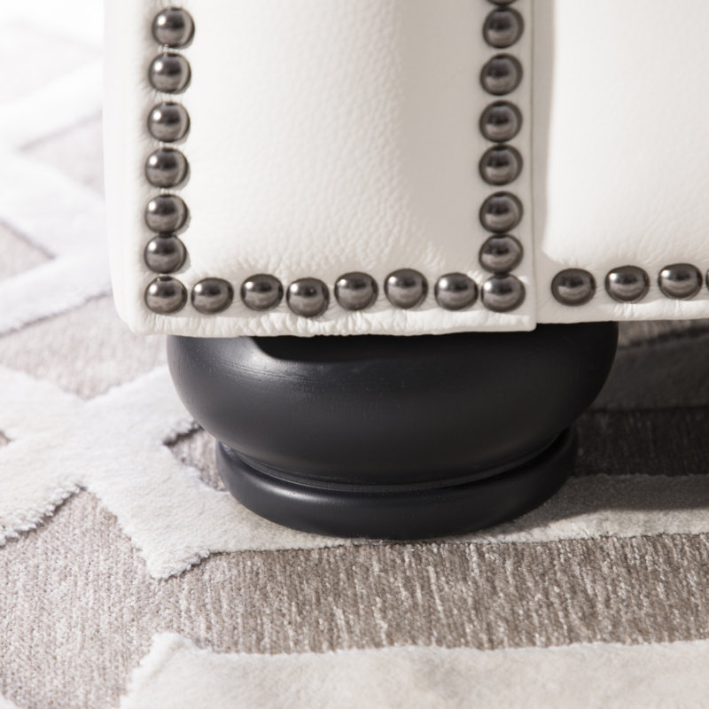 Fauteuil Chesterfield en cuir Freddie, Cuir véritable Sidekick Blanco