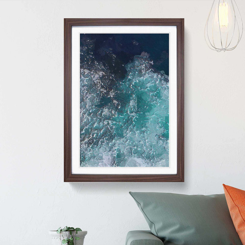 Marbled Waters - Picture Frame Painting Print, Walnut Framed, 48cm H x 36cm W x 2cm D