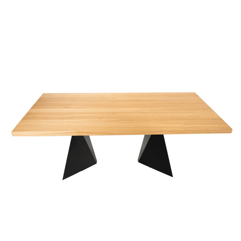 Murilda Oak Solid Wood Top Metal Base Dining Table